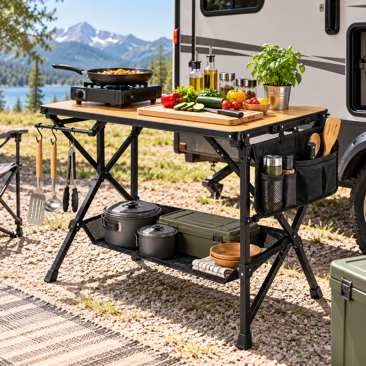Foldable Outdoor Food Prep Station